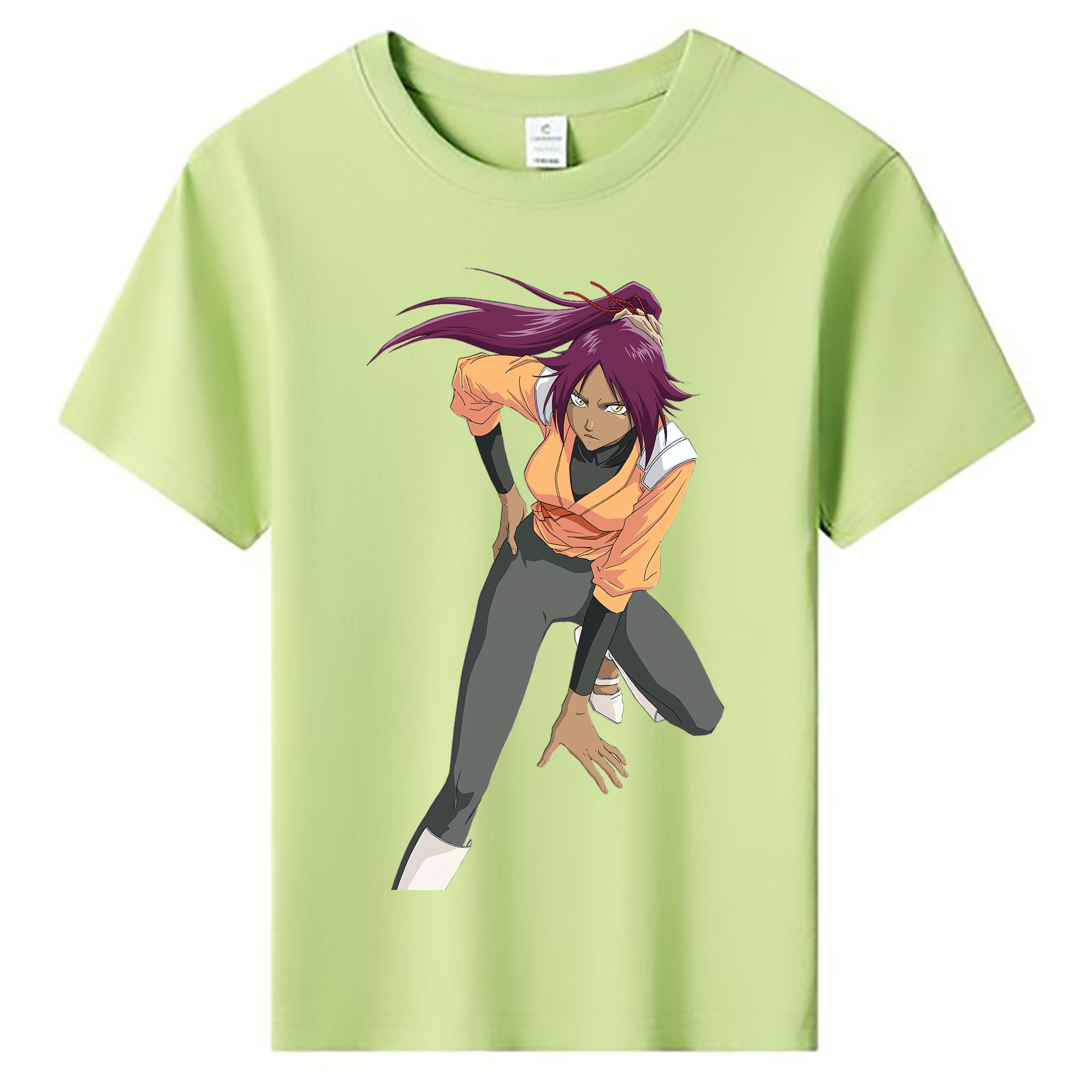 （画像用） ブリーチ 四楓院 夜一（しほういん よるいち） BLEACH Shihouin Yoruichi 綿100％キッズTシャツ（フロントプリント）